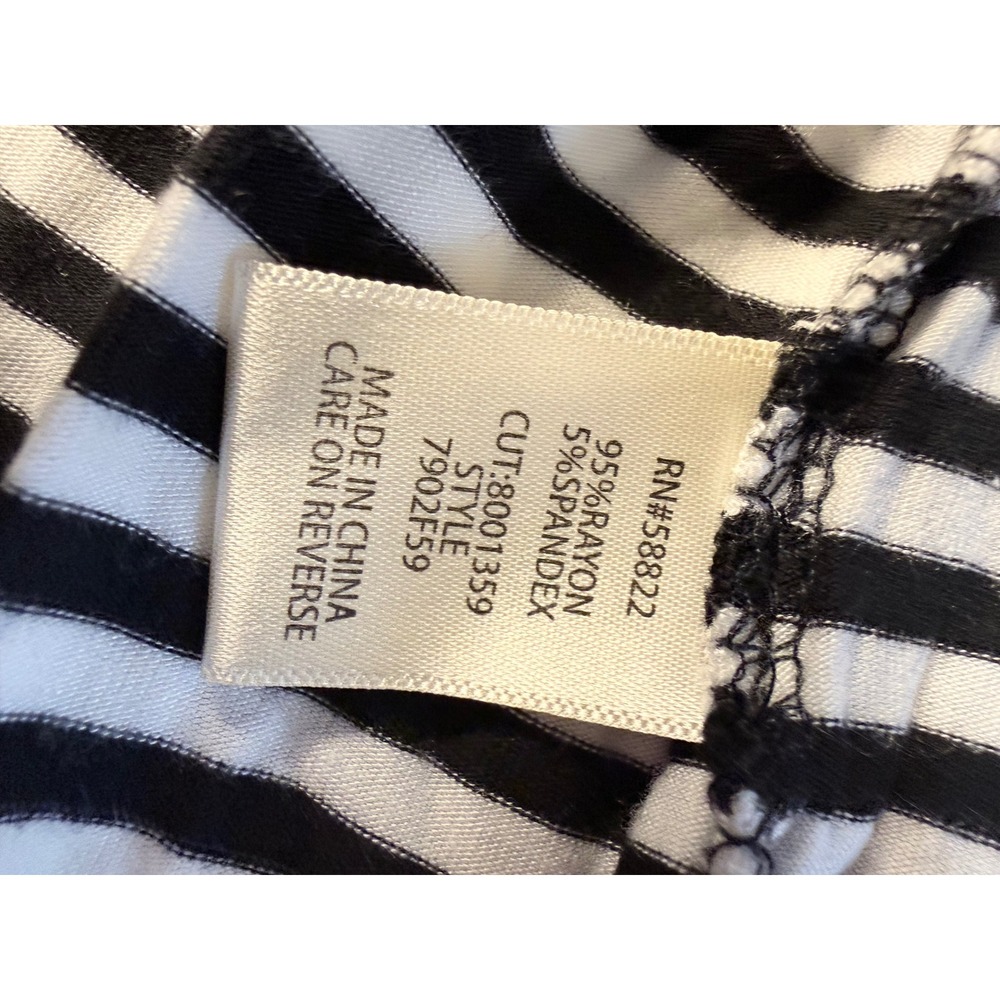 Max Studio Black White Striped Tiered Midi Dress Flutter Sleeve V-Neck 7902F59 - Picture 3 of 8